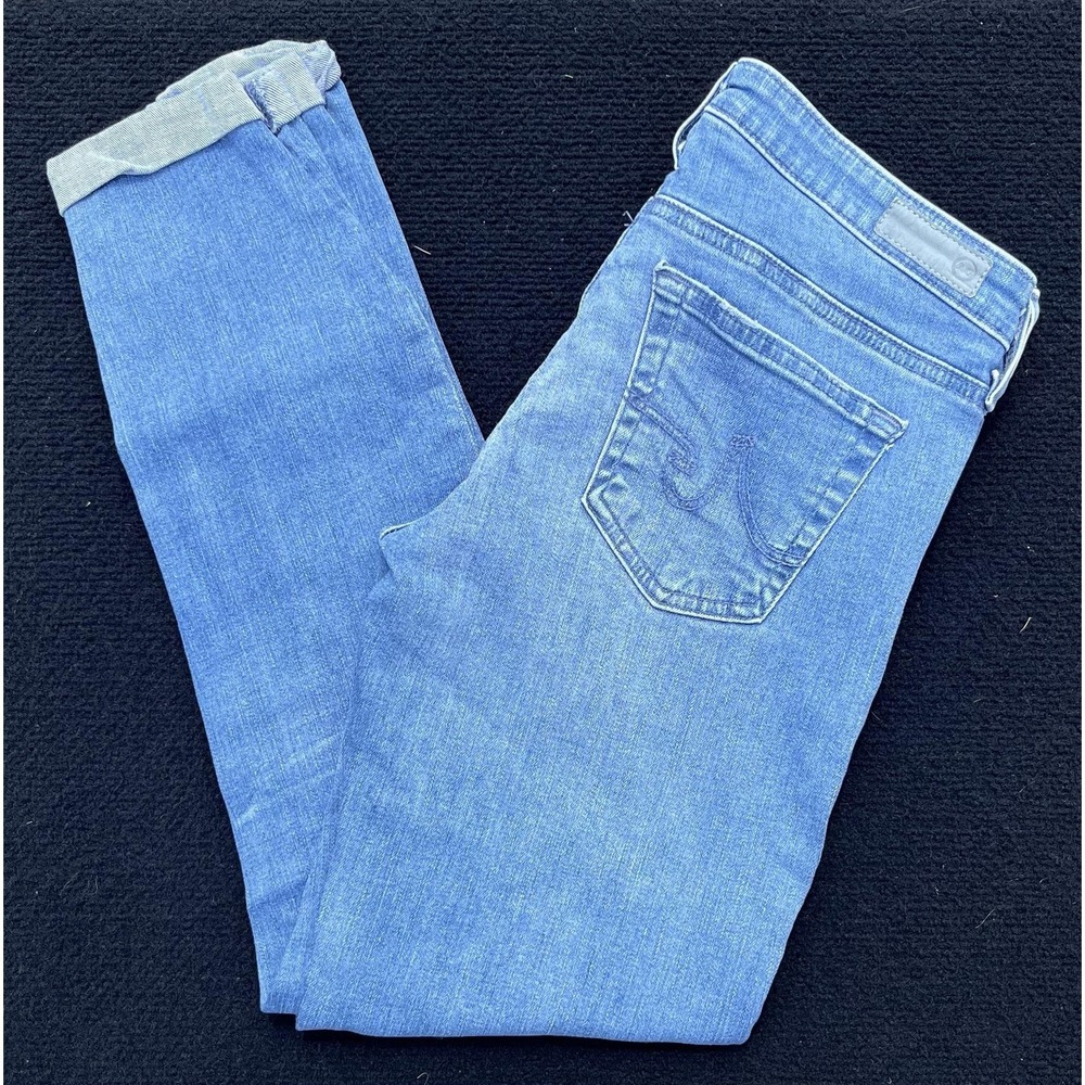 AG Adriano Goldschmied The Stilt Roll-Up Jeans Womens 28 Blue Skinny Crop Denim